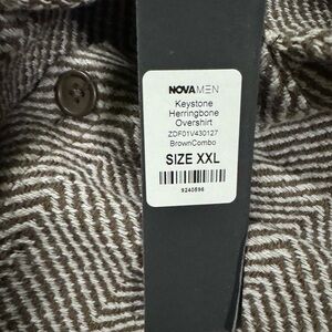 Nova Men Brown Herringbone Overshirt XXL